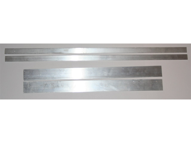 2x 3/4 inch x 1/8 inch x 4 feet alumnium and 2x 1.5 inch x 1/8 inch x 3 feet aluminum